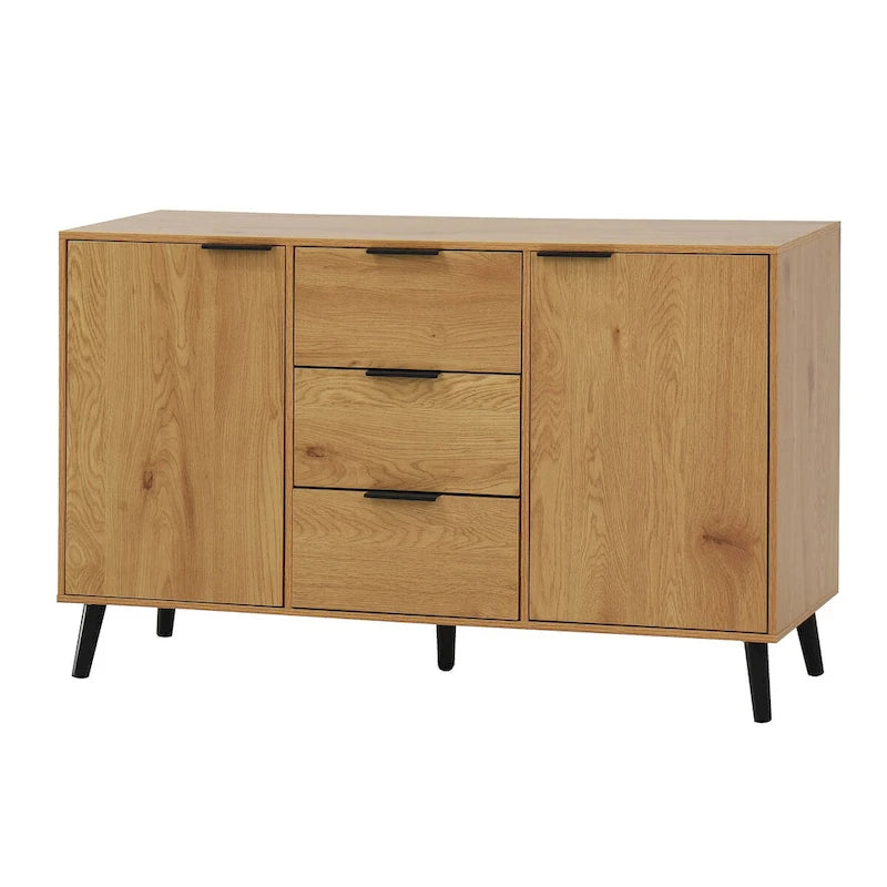 Double-Door Sideboard Buffet Cabinet with Drawers & Adjustable Shelves