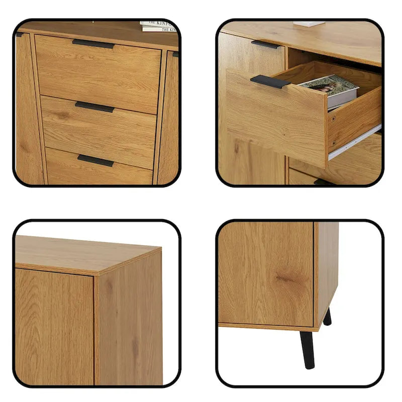 Double-Door Sideboard Buffet Cabinet with Drawers & Adjustable Shelves