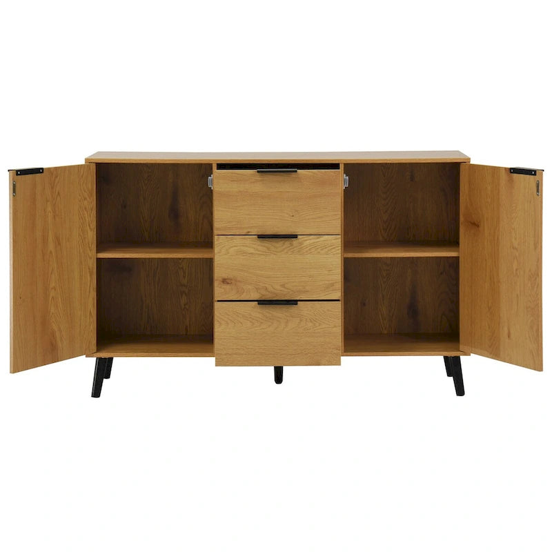 Double-Door Sideboard Buffet Cabinet with Drawers & Adjustable Shelves