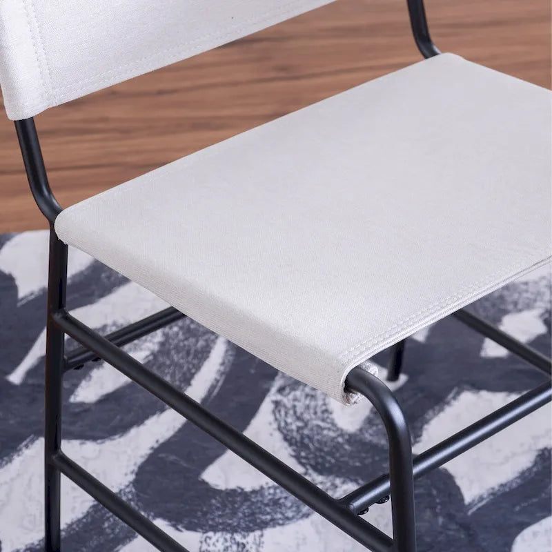 Industrial Sling Dining Chair with Steel Frame & Fabric Seat