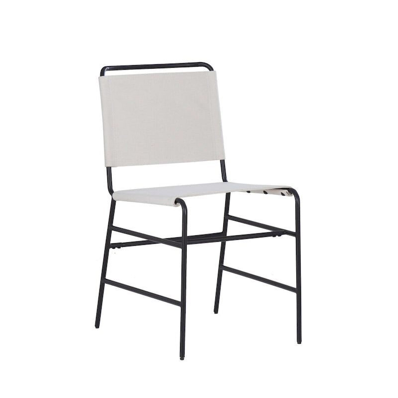 Industrial Sling Dining Chair with Steel Frame & Fabric Seat