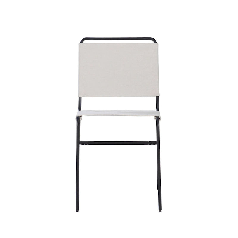 Industrial Sling Dining Chair with Steel Frame & Fabric Seat