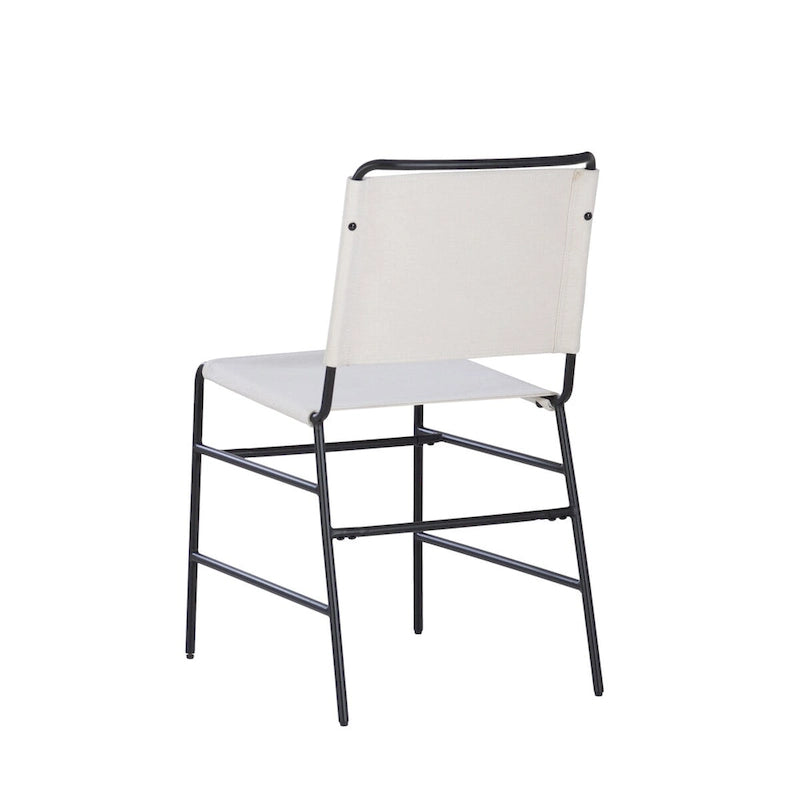 Industrial Sling Dining Chair with Steel Frame & Fabric Seat