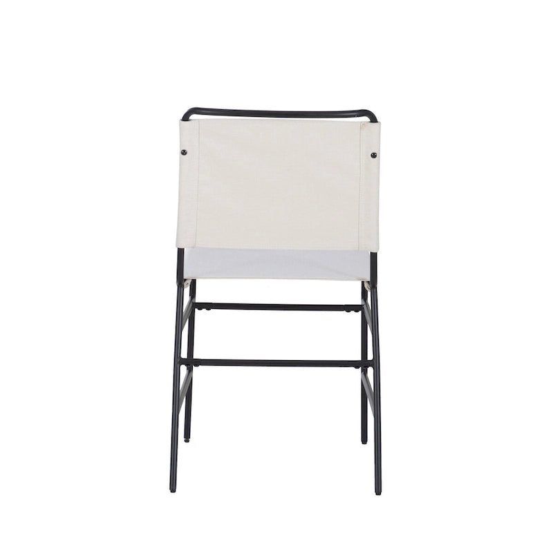 Industrial Sling Dining Chair with Steel Frame & Fabric Seat
