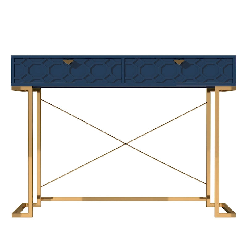 Honeycomb Texture Desk with Drawers & Metal Legs, Home Office Storage, 4 Colors