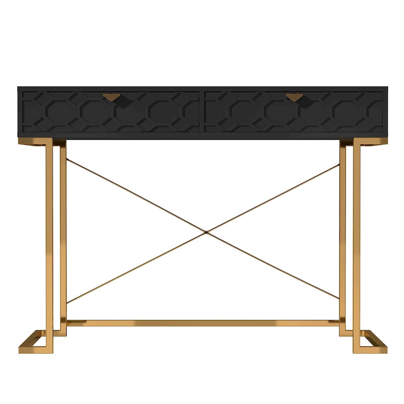 Honeycomb Texture Desk with Drawers & Metal Legs, Home Office Storage, 4 Colors