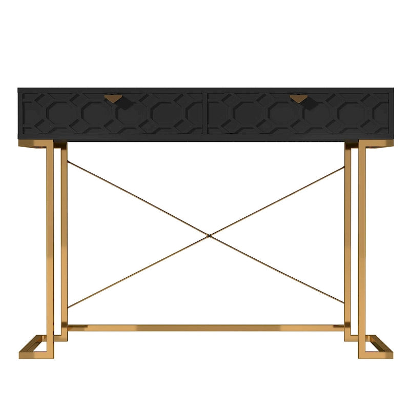 Honeycomb Texture Desk with Drawers & Metal Legs, Home Office Storage, 4 Colors
