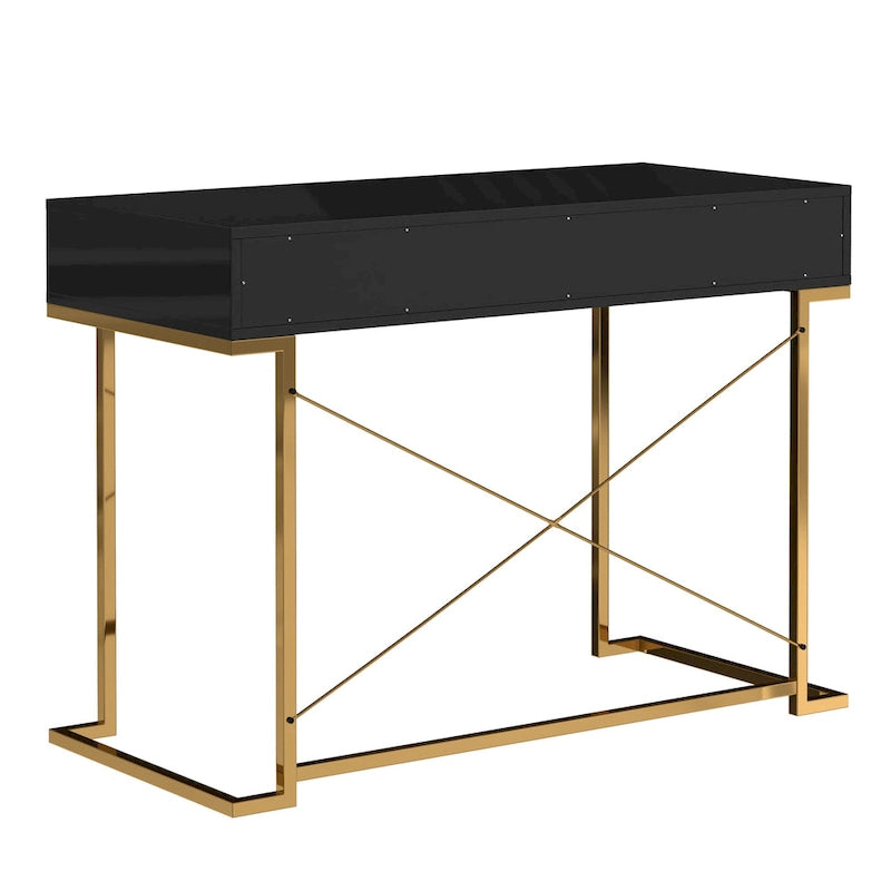 Honeycomb Texture Desk with Drawers & Metal Legs, Home Office Storage, 4 Colors