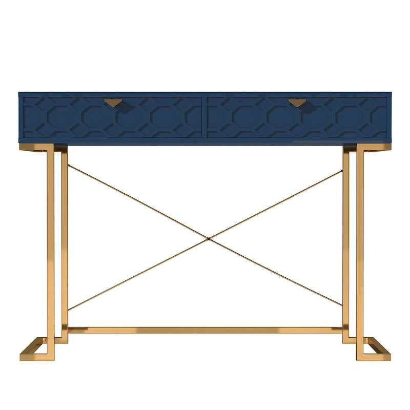 Honeycomb Texture Desk with Drawers & Metal Legs, Home Office Storage, 4 Colors