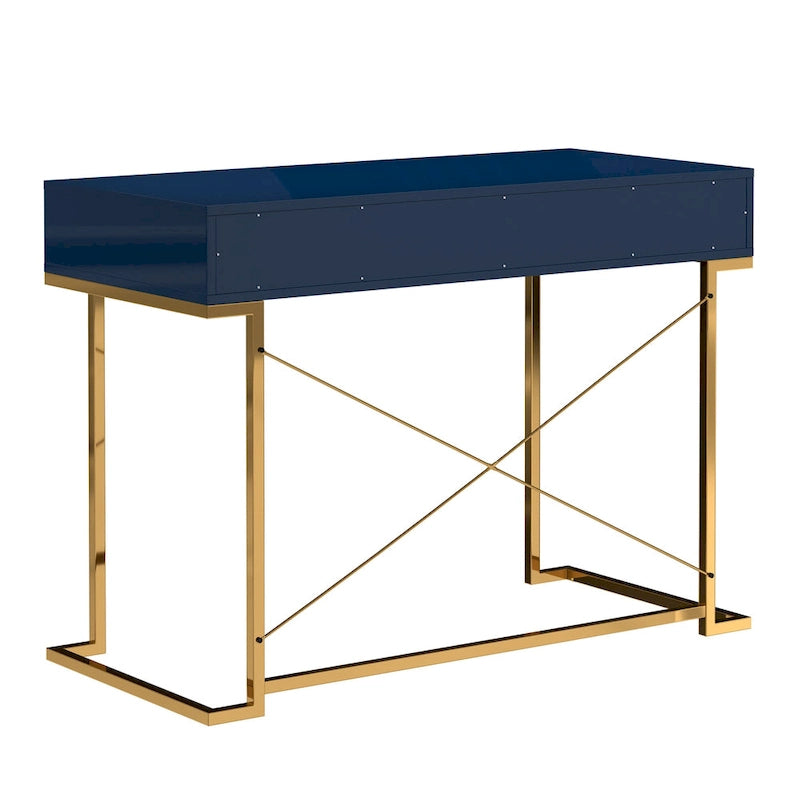 Honeycomb Texture Desk with Drawers & Metal Legs, Home Office Storage, 4 Colors