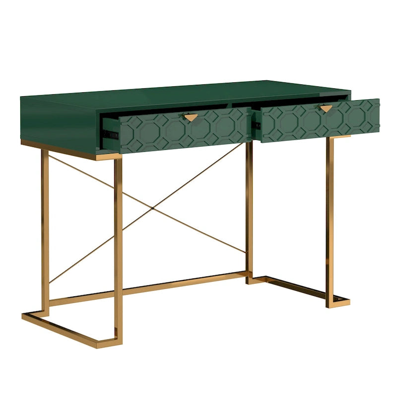 Honeycomb Texture Desk with Drawers & Metal Legs, Home Office Storage, 4 Colors