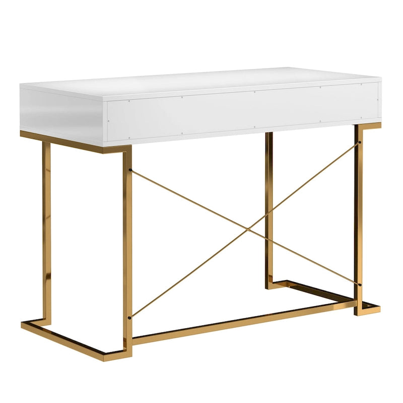 Honeycomb Texture Desk with Drawers & Metal Legs, Home Office Storage, 4 Colors