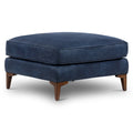 Full-Grain Italian Leather Ottoman with Feather Down Topper & Walnut Legs