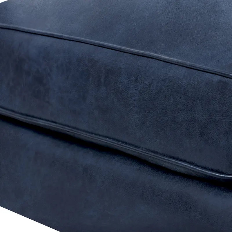 Full-Grain Italian Leather Ottoman with Feather Down Topper & Walnut Legs