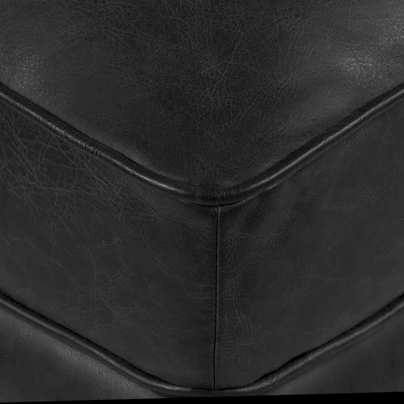 Full-Grain Italian Leather Ottoman with Feather Down Topper & Walnut Legs