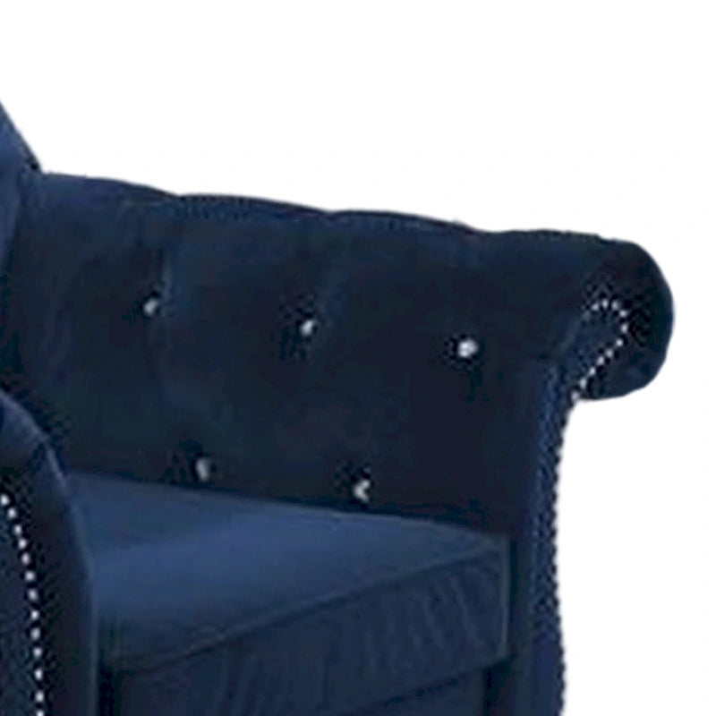 Classic Velvet Accent Chair with Button Tufted Back, Rolled Arms & Nailhead Trim