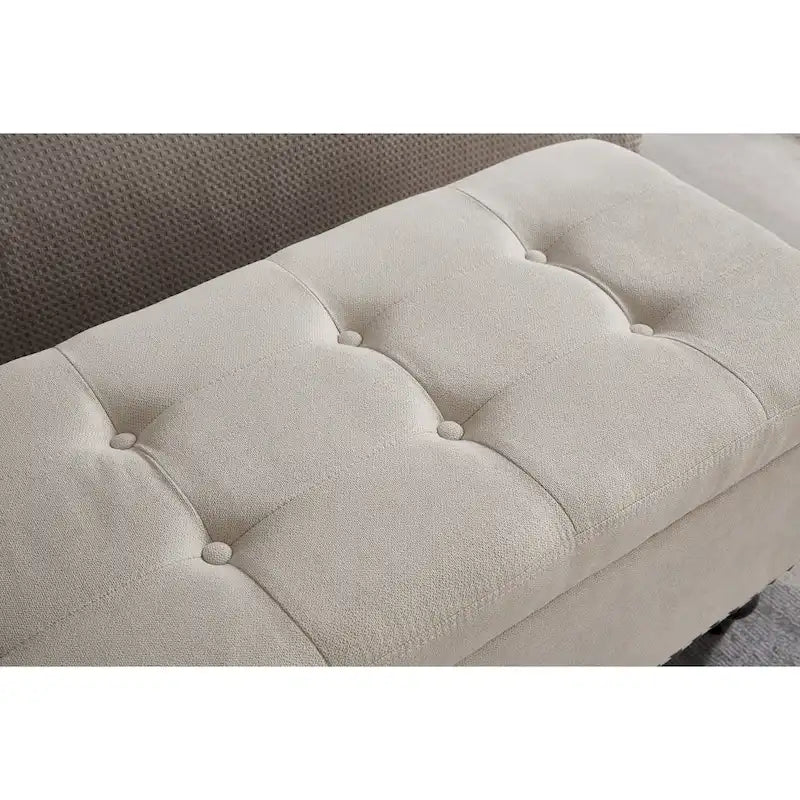 59" Upholstered Storage Bench with Button Tufting & Solid Wood Legs