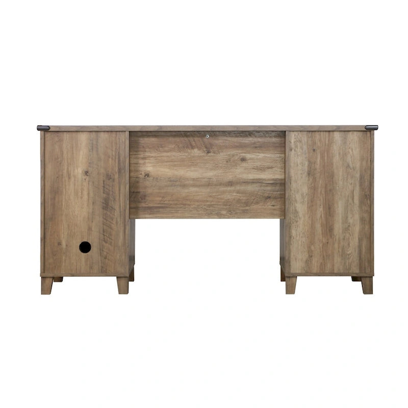Farmhouse Executive Desk with File Drawers, Cabinet & X-Cross Door Detail