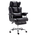High-Back Leather Office Chair with Footrest & Adjustable Recline, 400 lbs Capacity