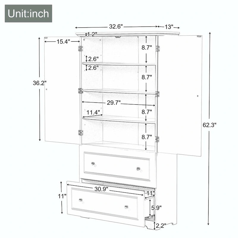 Tall Storage Cabinet with Drawers