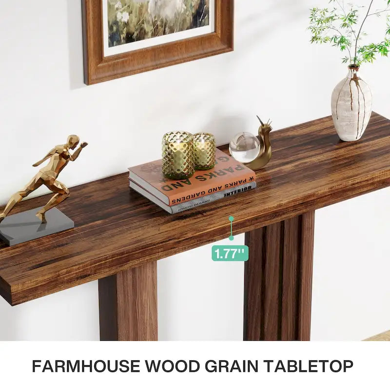 Console d'entrée en bois de 39 pouces avec base géométrique